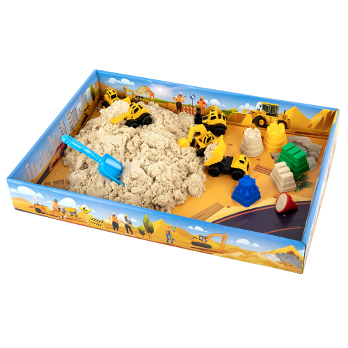 купить Набор кинетического песка,"ВЕСЕЛАЯ СТРОЙКА", песочница, игрушки, формочки, 3кг, BRAUBERG KIDS