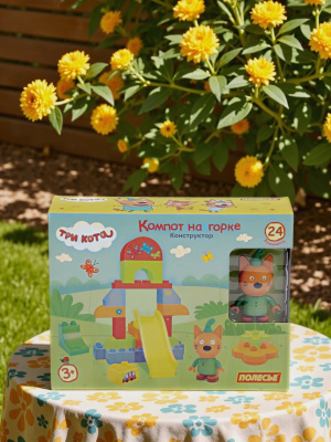 купить Конструктор Полесье "Макси" - "Три кота. Компот на горке",  24 эл.