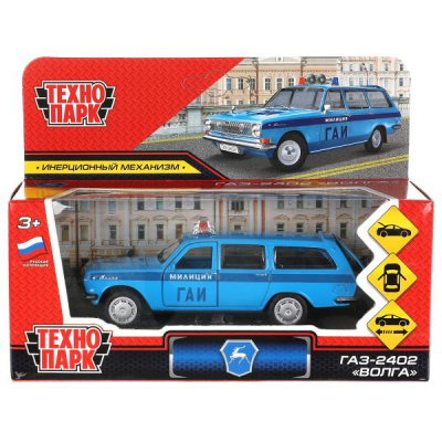 купить Технопарк Машинка Милиция Волга, Металлическая голубая, 12 см, 2402-12POL-BU