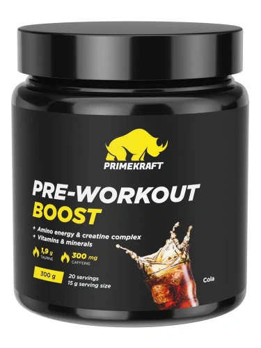 купить Предтренировочный комплекс PRIMEKRAFT PRE-WORKOUT BOOST со вкусом «Кола», банка 300гр