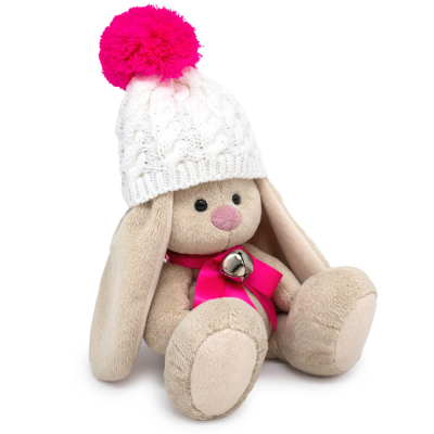 купить Budi Basa, Игрушка мягконабивная Зайка Ми в белой шапке с помпоном (большой) 32 см