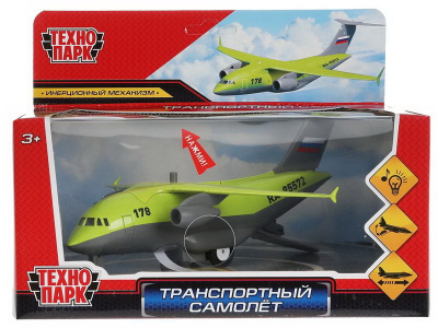 купить Технопарк, Модель металлическая - САМОЛЕТ ТРАНСПОРТНЫЙ( 20 см, свет-звук), PLANE-20SL-GN