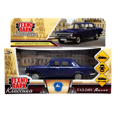 купить Машинка металлическая инерционная Технопарк ГАЗ-2401 волга 12 см. темно-синяя