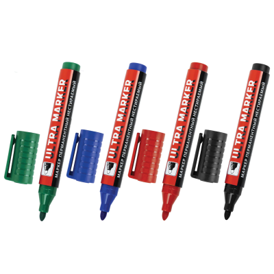 купить Маркеры перманентные BRAUBERG ULTRA MARKER, НАБОР 4 ЦВЕТА, круглый наконечник 3,5 мм, 152208