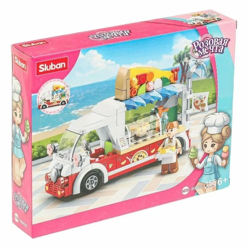 купить Конструктор Sluban Розовая мечта "Фургончик с пицей" (156 дет.)M38-B0993D