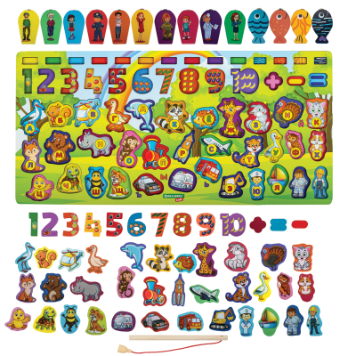 купить Сортер-доска деревянный развивающий по методу Монтессори, с магнитной рыбалкой BRAUBERG KIDS