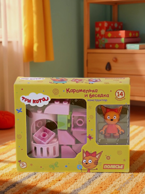 купить Конструктор Полесье "Макси" - "Три кота. Карамелька и беседка", 14 эл.