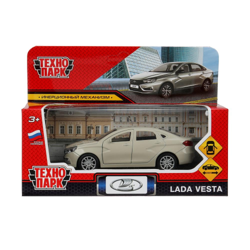 купить Машинка металлическая инерционная Технопарк LADA vesta 11,5 см, бежевая