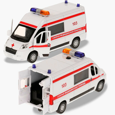 купить Машинка металлическая инерционная Технопарк Citroen Jumper полиция 14 см. белая