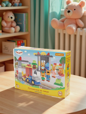 купить Конструктор Полесье "Макси" - "Три кота. Путешествие на поезде", 88 эл.