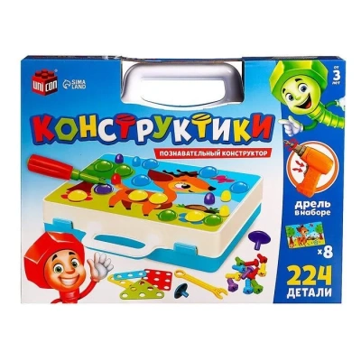 купить Конструктор винтовой "Конструктики",  224 детали, с шуруповертом №Sl-02676   4348344
