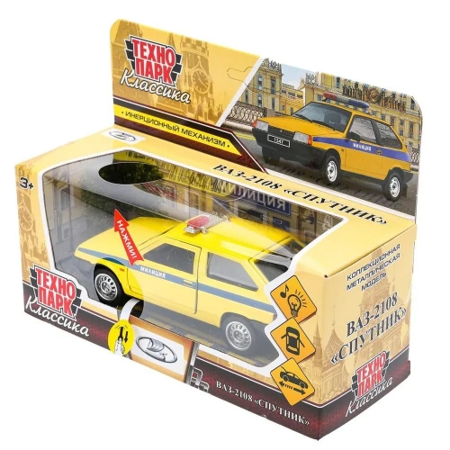 купить Машинка металлическая инерционная Технопарк  LADA-2108 Спутник Полиция, 12 см