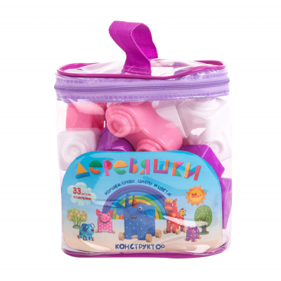 купить Конструктор Деревяшки пластиковый, 33 детали + наклейки