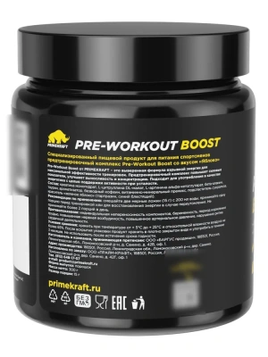 купить Предтренировочный комплекс PRIMEKRAFT PRE-WORKOUT BOOSTсо вкусом «Яблоко», банка 300гр