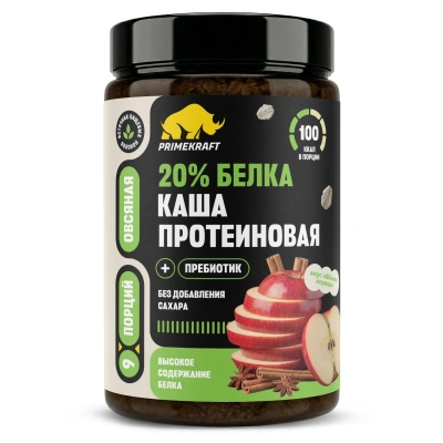купить Каша овсяная протеиновая быстрого приготовления Primekraft со вкусом «Яблоко-Корица», банка 360 г
