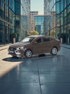 купить Машинка металлическая инерционная Технопарк LADA vesta 11,5 см, коричневая