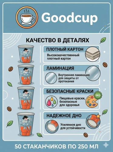 купить Бумажный стакан "Весна" синий, 250мл, 50шт