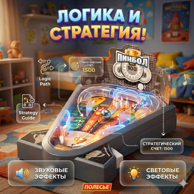 купить Игра настольная "Пинбол" Полесье, со светом и звуком, в коробке