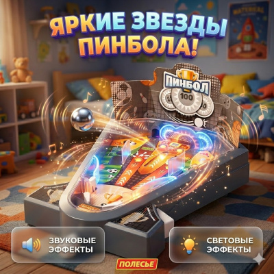 купить Игра настольная "Пинбол" Полесье, со светом и звуком, в коробке