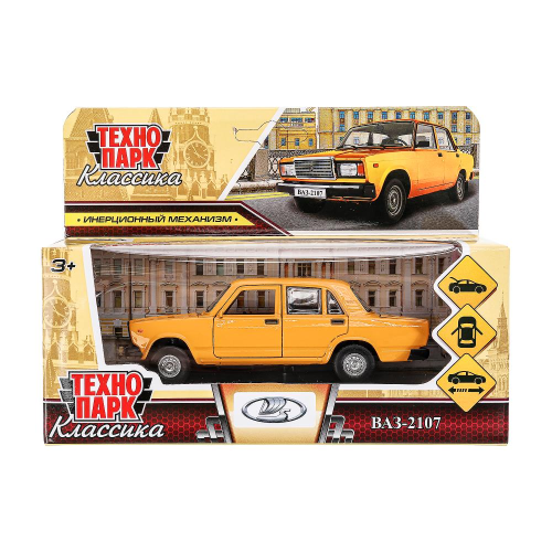 купить Машинка металлическая инерционная Технопарк ваз-2107, 12 см, желтая