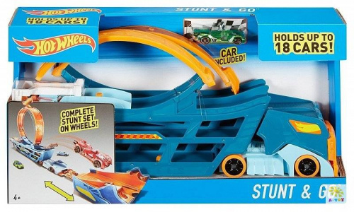 купить Автовоз-трансформер Трюки и Гонки на 19 машин DWN56