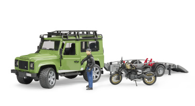 купить Bruder  02-598 Внедорожник Land Rover Defender с мотоциклом Ducati
