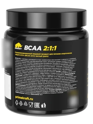 купить Аминокислоты PRIMEKRAFT BCAA 2:1:1 (БЦАА) Чистый (Без вкуса), 150 г 