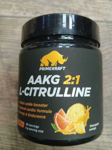 купить Аминокислота PrimeKraft AAKG 2:1 & L-CITRULLINE DL-MALATE со вкусом«Ананас-Апельсин» банка 200гр