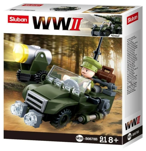 купить Конструктор джип с прожектором, Sluban, серия Армия, M38-B0678B
