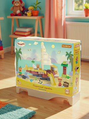 купить Конструктор Полесье "Макси" - "Три кота. Пиратский корабль", 103 эл.