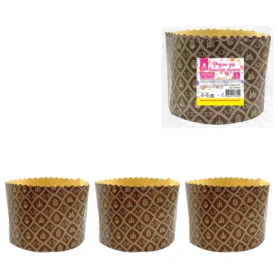 купить Форма бумажная для выпечки пасхального кулича "ХВ", КОМПЛЕКТ 3 шт., 11х8,5 см, Золотая Сказка