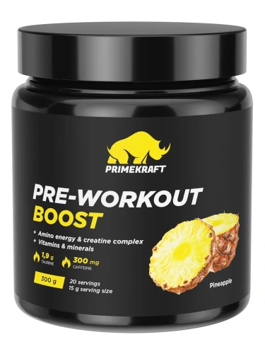купить Предтренировочный комплекс PRIMEKRAFT PRE-WORKOUT BOOST со вкусом "Ананас" 300 гр / Аминокислоты