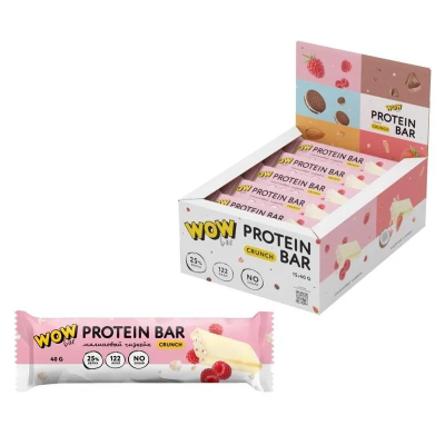 купить Батончик с содержанием  протеина WOWBAR CRUNCH со вкусом "Малиновый чизкейк"  15*40 г