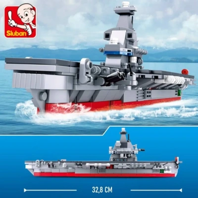 купить Авианосец + 10 едениц перевозимого транспорта (33 см, 424 дет) Конструктор Sluban M38-B0662