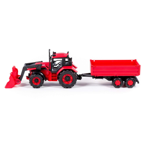 купить Полесье, Трактор BELARUS с погрузчиком и бортовым прицепом (43 см, инерционная), 91871