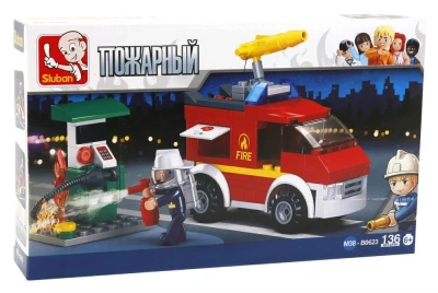 купить Конструктор Пожарная машина с фигуркой, Sluban, серия Пожарная бригада, M38-B0623