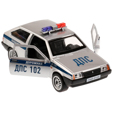 купить Машинка металлическая инерционная Технопарк Lada-2108 Спутник, полиция 12 см.