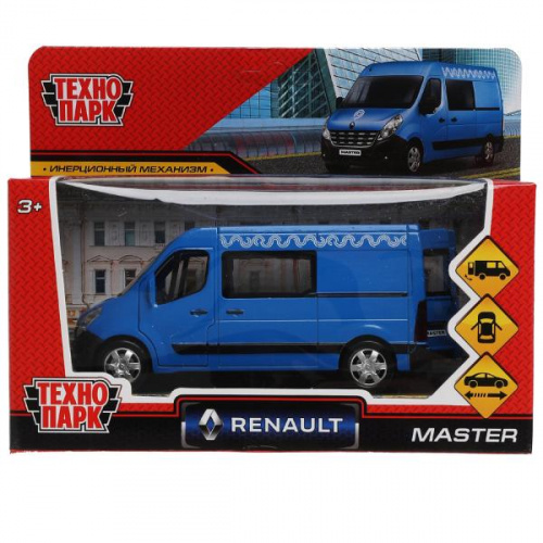 купить Технопарк, Модель мет RENAULT Master МИКРОАВТОБУС (14 см, синий), MASTER-14MOS-BU