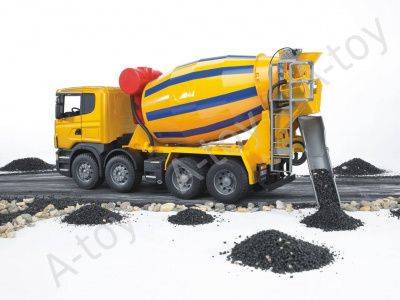 купить Бетономешалка Scania (цвет жёлто синий) (подходит модуль со звуком и светом H)