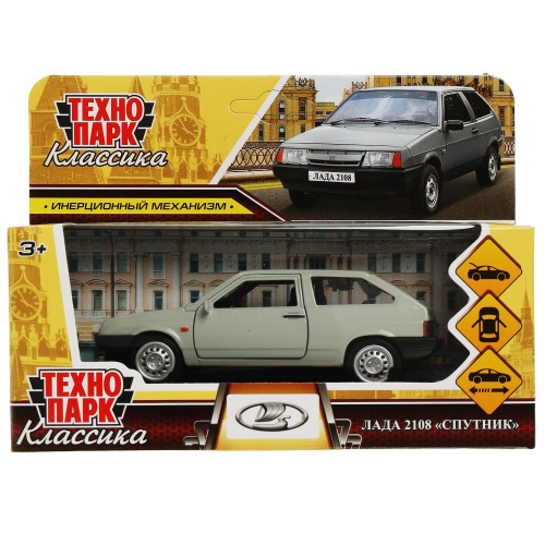купить Машинка металлическая инерционная Технопарк LADA-2108 "СПУТНИК" 12 см, серебристая