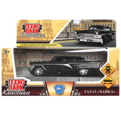 купить Машинка металлическая инерционная Технопарк Газ-13 "Чайка" коллекционная, 12 см, черная