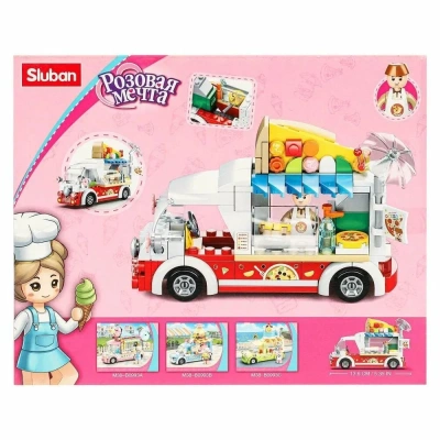 купить Конструктор Sluban Розовая мечта "Фургончик с пицей" (156 дет.)M38-B0993D