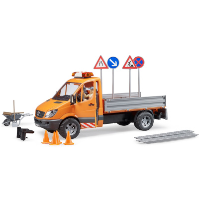 купить Bruder, Mercedes-Benz Sprinter дорожная служба (модуль со световыми и звуковыми эффектами, фигурка рабочего и аксессуары), 02-537