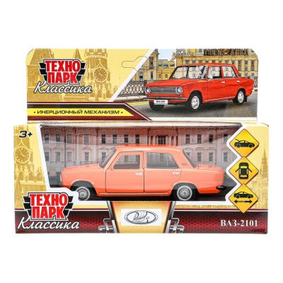 купить Машинка металлическая инерционная Технопарк ваз-2101, 12 см, оранжевая