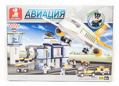 купить Sluban, Конструктор - Аэропорт с самолётом и фигурками (серия Авиация, 678 дет), M38-B0367