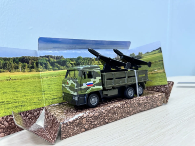 купить Машинка металлическая инерционная KAMAZ - комплекс с дронами, 12 см, Технопарк 