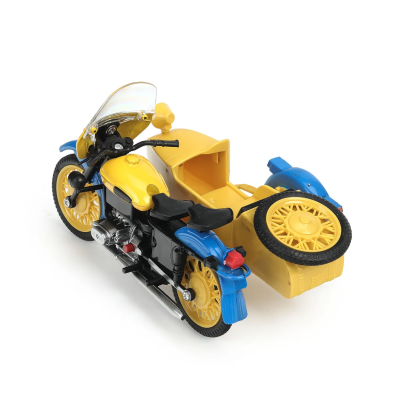 купить Модель металлическая Технопарк - Мотоцикл с коляской Милиция (13см, свет-звук ) желтый