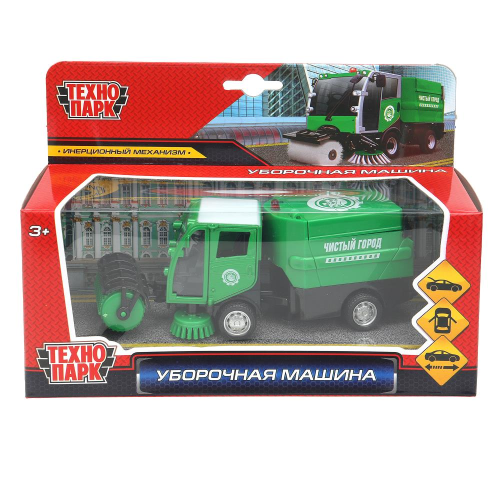 купить Машинка  металлическая Технопарк УБОРОЧНАЯ МАШИНА, зеленая, 15,5 см