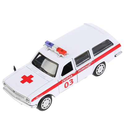 купить Машинка металлическая инерционная Технопарк, ГАЗ-2402 "ВОЛГА" СКОРАЯ, белая, 12см