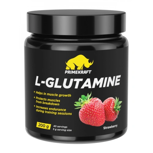 купить Аминокислота Prime Kraft L-Glutamine, клубника, 200 гр